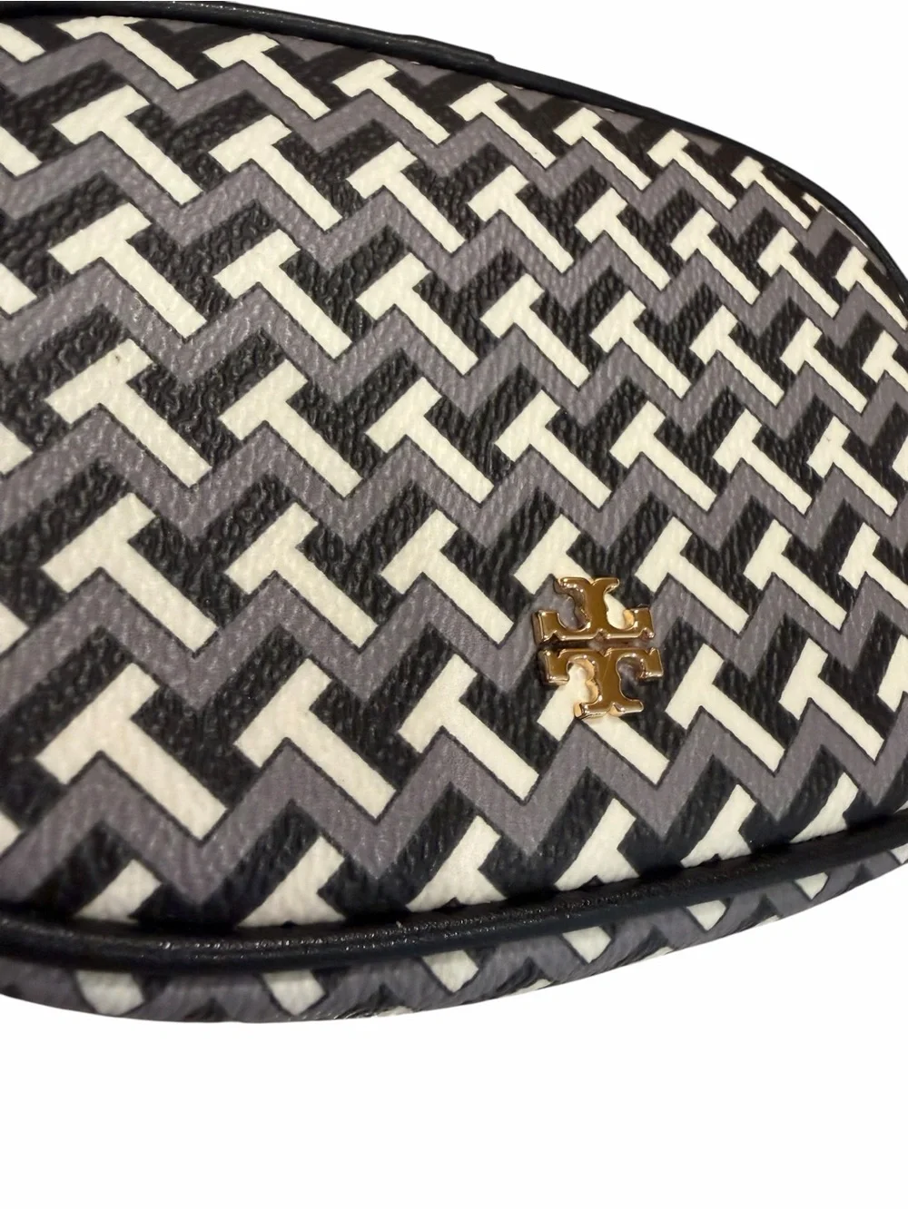 Tory Burch T-Zag Cosmetic Make-up Jewelry Bag Case Geometric Pattern NWOT